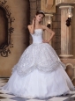 The Super Hot White Quinceanera Dress Strapless Pick-ups Sequins Ball Gown