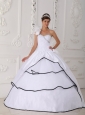 Beautiful White Quinceanera Dress One Shoulder Neck  Taffeta and Organza Beading Ball Gown