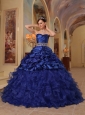 Brand New Blue Quinceanera Dress Sweetheart Organza and Taffeta Beading Ball Gown