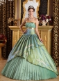 Discount Olive Green Quinceanera Dress Strapless Taffeta and Organza Appliques Ball Gown