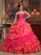 Elegant Hot Pink Quinceanera Dress Sweetheart Taffeta and Organza Beading Ball Gown