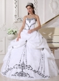 Lovely White Quinceanera Dress Sweetheart Satin and Taffeta Embroidery Ball Gown