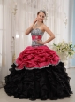 Pretty Brand New Pink and Black Quinceanera Dress Sweetheart Ball Gown