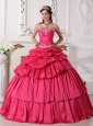 Detachable Hot Pink Quinceanera Dress Sweetheart Taffeta Beading and Ruch Ball Gown