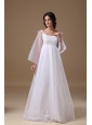 Beautiful A-line Scoop Organza Lace Maternity Wedding Dress