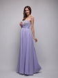 Lilac Empire Strapless Floor-length Chiffon Beading Prom Dress