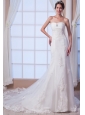 Brand New Mermaid Strapless Court Train Lace Beading Wedding Dress