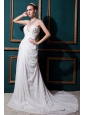 Low Price Column Sweetheart Court Train Chiffon  Ruch Wedding Dress