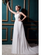 Modest Empire Straps Court Train Chiffon Lace Wedding Dress