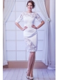 White Column Scoop Knee-length Satin Wedding Dress