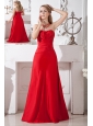Red A-line Strapless Bridesmaid Dress Taffeta Ruch  Floor-length