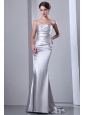 Gorgeous Silver Strapless Elastic Wove Satin Mermaid Prom Dress
