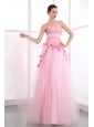Pink Sweetheart Taffeta and Tulle Prom Dress with Appliques