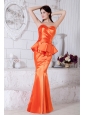 Orange Red Mermaid Sweetheart Ruch Prom / Evening Dress Floor-length Taffeta