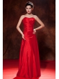 Red Empire Sweetheart Homecoming Dress Taffeta Ruch Floor-length