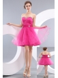 Lovely Hot Pink A-line / Princess Sweetheart Beading Short Prom / Homecoming Dress Mini-length Organza
