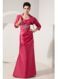 Perfect Hot Pink Column Beading Mother Of The Bride Dress Strapless Floor-length Satin