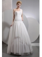 Beautiful A-line One Shoulder Wedding Dress Chiffon Ruch Floor-length
