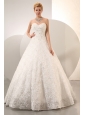 Beautiful A-line Sweetheart Beading Ball Gown Wedding Dress Floor-length Fabric With Rolling Flower