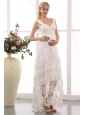 Modest Column Straps Maternity Wedding Dress Chiffon Lace Ankle-length