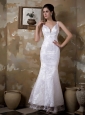 Fashionbale Mermaid Straps Lace Wedding Dress Floor-length Satin