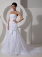 Lovely Wedding Dress Mermaid Strapless Appliques Court Train Organza