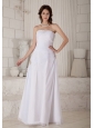 Low Cost Column Strapless Wedding Dress Floor-length Chiffon Beading and Ruch