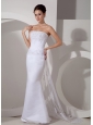 Brand New Wedding Dress Mermaid Strapless Appliques Watteau Train Satin