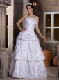 Custom Made A-line Strapless Wedding Dress Floor-length Taffeta Pick-ups