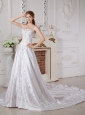 Customize A-line Sweetheart Appliques Wedding Dress Court Train Satin