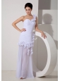 Customize One Shoulder Wedding Dress Chiffon Hand Made Flowers Floor-length