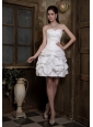 Simple A-line Sweetheart Short Wedding Dress Taffeta Ruch and Pick-ups Mini-length