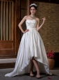 Unique Wedding Dress A-line Hand Made Flowers Sweetheart Court Train Taffeta Ruch