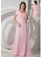 Customize Baby Pink Empire Scoop Neck Mother Of The Bride Dress Chiffon Beading Floor-length