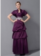 Cute Dark Purple Mother Of The Bride Dress Column Sweetheart Appliques Ankle-length Ankle-length