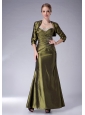 Beauty Olive Green Column Halter Mother Of The Bride Dress Ankle-length Taffeta Beading