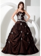 Customize Brown Sweetheart Quinceanera Dress with Appliques