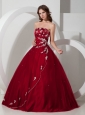 Customize Wine Red Quinceanera Dress with Appliques and Beading