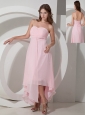 Customize Baby Pink Empire Strapless Bridesmaid Dress Asymmetrical Chiffon