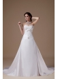 Popular A-line Wedding Dress Sweetheart Satin Embroidery Court Train
