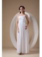 Elegant Empire Spaghetti Straps Wedding Dress Chiffon Ruch and Hand Made Flowers Ankle-length
