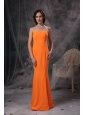 Popular Orange Mermaid Evening Dress Strapless Satin Floor-length