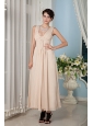 Beautiful Champagne Bridesmaid Dress Empire Straps Ankle-length Chiffon Ruch