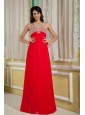 Luxurious Red Empire Prom Dress Sweetheart Chiffon Beading Floor-length