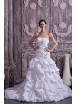 Latest A-line / Princess Strapless Wedding Dress Taffeta Beading Court Train