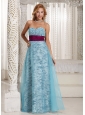 Custom Made Zebra A-line Sweethart Long Prom / Celebrity Dress With Aqua Blue