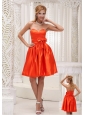Lovely Orange Red Bridesmaid Dress For 2013 Bowknot On Taffeta Beaded Decorate Bust