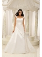 Square Neck Embroidery With Beading On Satin A-line White Low Cost Wedding Dress For 2013