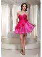 Hot Pink Organza Mini-length Sweetheart For Prom / Cocktail  Dress With Beading Decorate