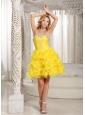 Ruffles A-line Sweetheart Prom / Cocktail Dress Online Yellow Organza With Beading In Oklahoma